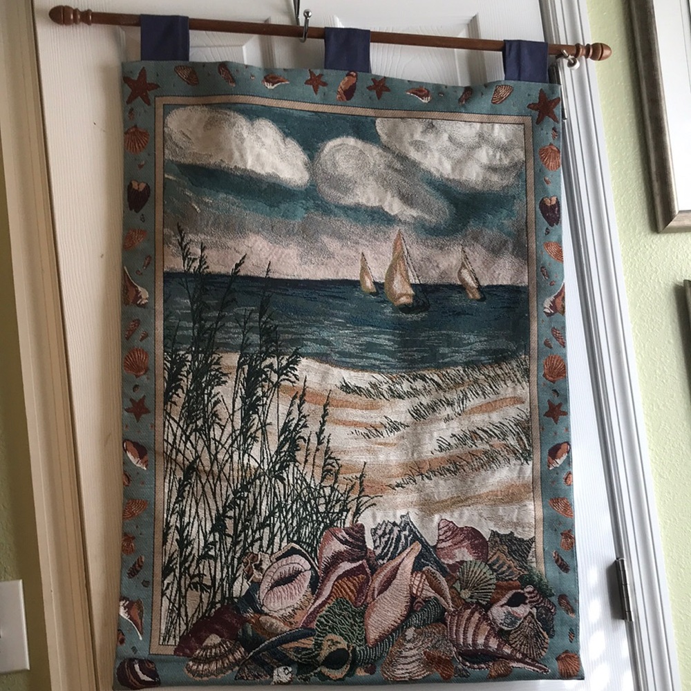Embroidered wall hanging -lighthouse decor
